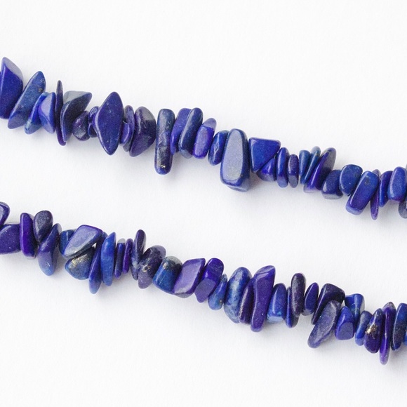 Vintage Lapis Lazuli Nugget Bead Necklace 36” Long Strand - Picture 4 of 5